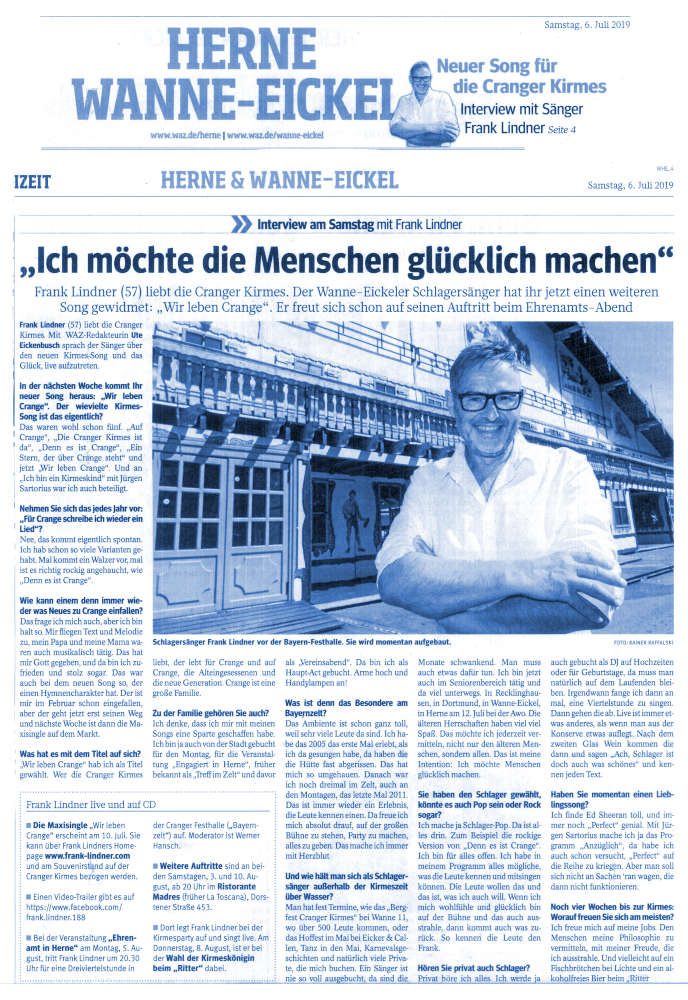 WAZ-Zeitungsartikel